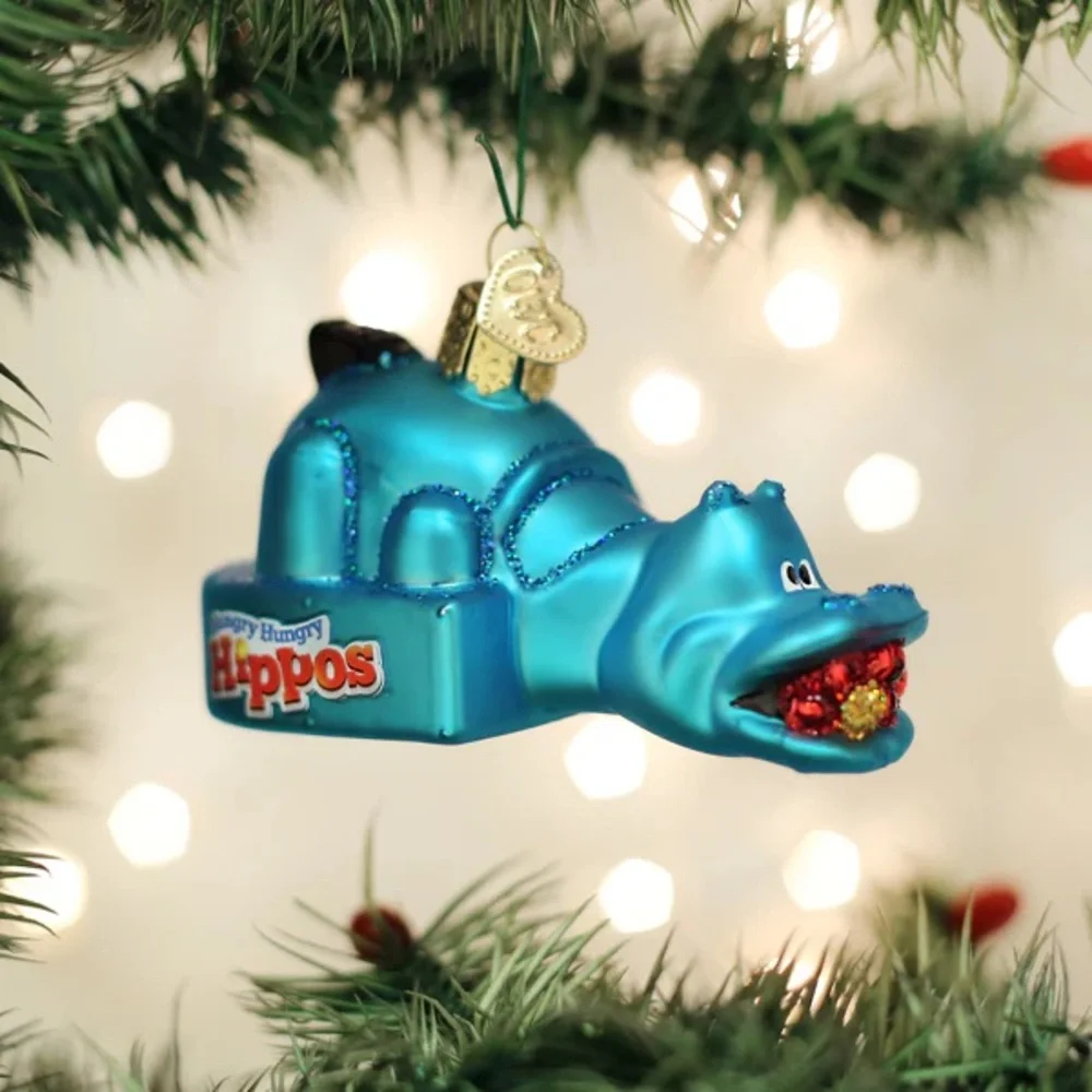 Old World Christmas ‘Hungry Hippo’ Glass Ornament New With Tags Never Displayed